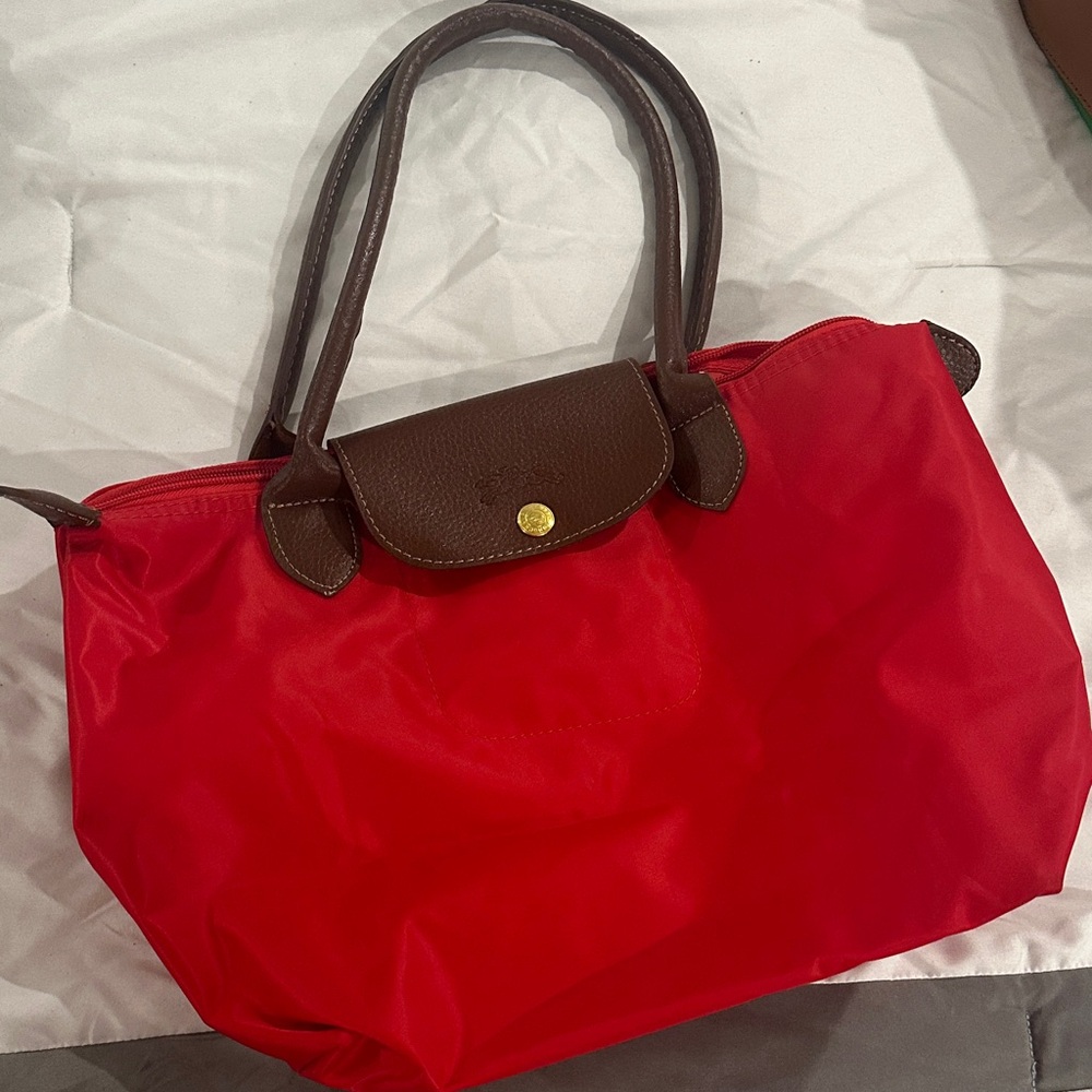 Red Bag with Brown Accents